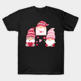 Three Gnomies Holding Hearts Will Be Cute Gift Idea Valentine's Day T-Shirt